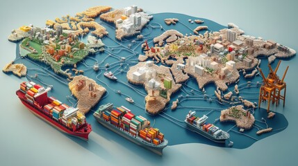 Global Trade Network: A 3D Model of Worldwide Shipping and Commerce