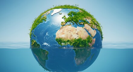 Fototapeta premium Drowning Earth: A Visual Representation of Rising Sea Levels and Climate Change