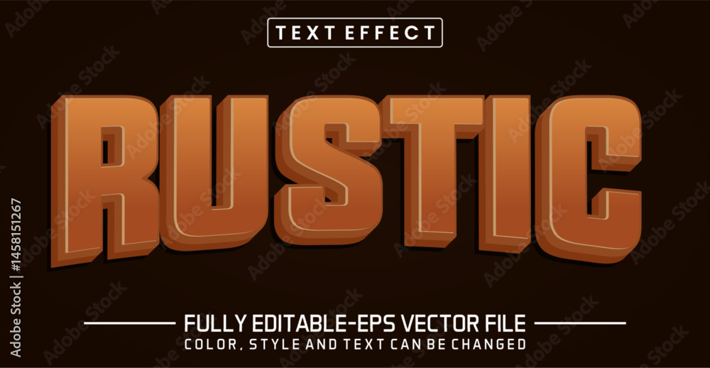 Aufkleber rustic font text effect editable
