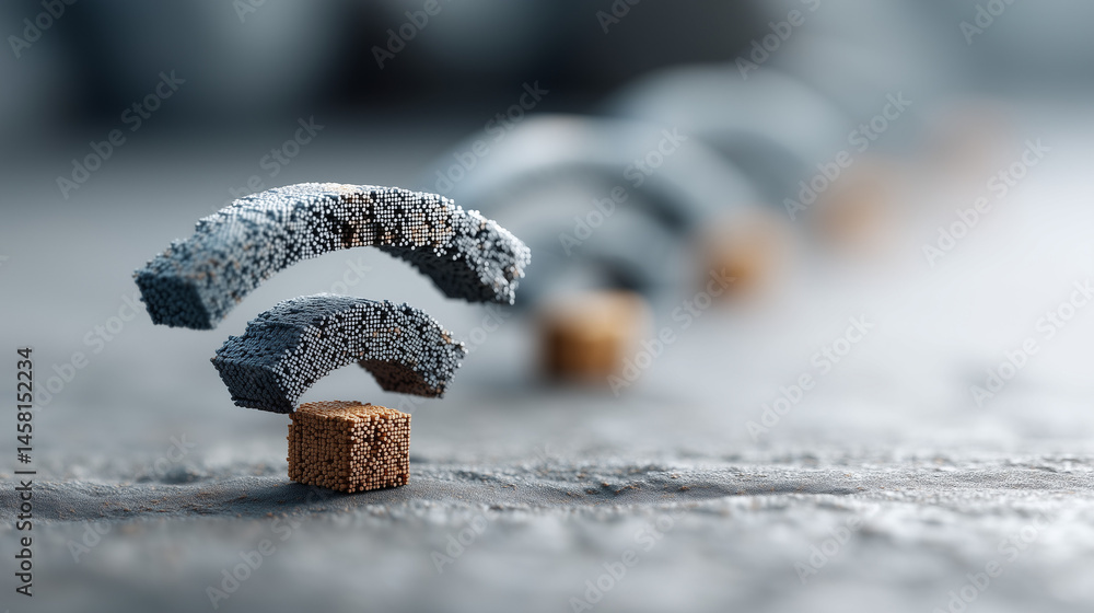 Poster concrete wifi symbol: a minimalist image of a wifi symbol meticulously crafted from stone, standing 