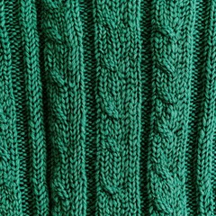 Textured Green Cable Knit Fabric Closeup Pattern, Wool Yarn Detail, Knitting Texture