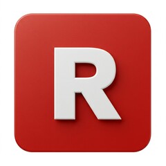 Fototapeta premium 赤い背景に白い立体文字R シンプルデザイン