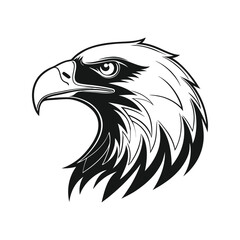 Eagle head silhouette black vector illustration, detailed profile of powerful bird, ideal for wildlife, nature