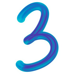 Number three drawing hand drawn blue color design.