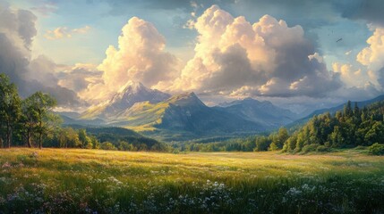  captures the serene beauty of nature in this stunning image, depicting the air cleing after a storm, with wm sunlight illuminating the landscape