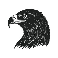 Obraz premium Eagle head silhouette black vector illustration, detailed profile of powerful bird, ideal for wildlife, nature
