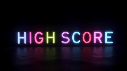 Bright Neon High Score Sign Glowing in the Dark - Powered by Adobe