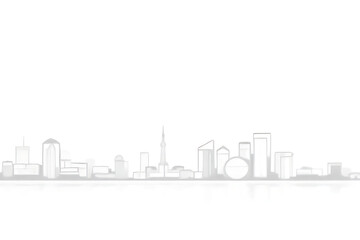 Obraz premium Minimalist architecture sketch of buildings and urban scenery, with expertly balanced white space