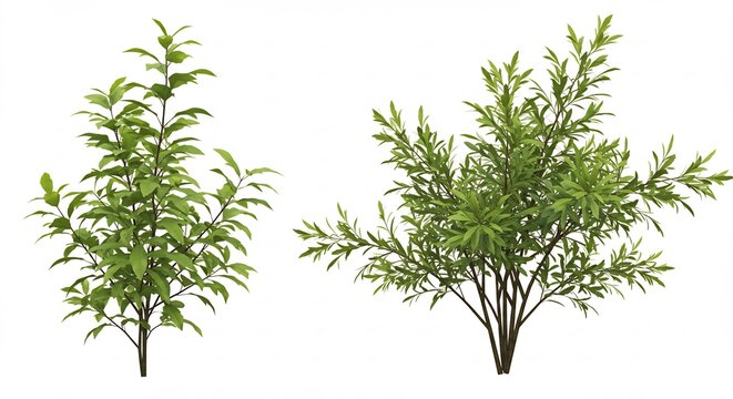 緑豊か新鮮な若葉二種 爽やか自然植物素材