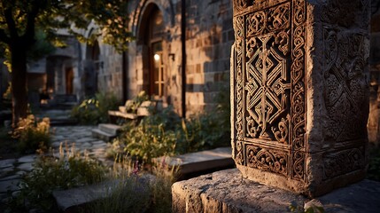 Ancient Stone Carving, Monastery Courtyard