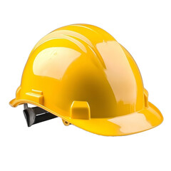 Fototapeta premium Bright yellow construction helmet designed for worker safety, placed on a solid background, emphasizing site safety, Construction yellow helmet for workers on an isolated background.