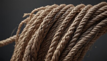 Severed rope fibers under extreme tension, close-up , cord, destruction