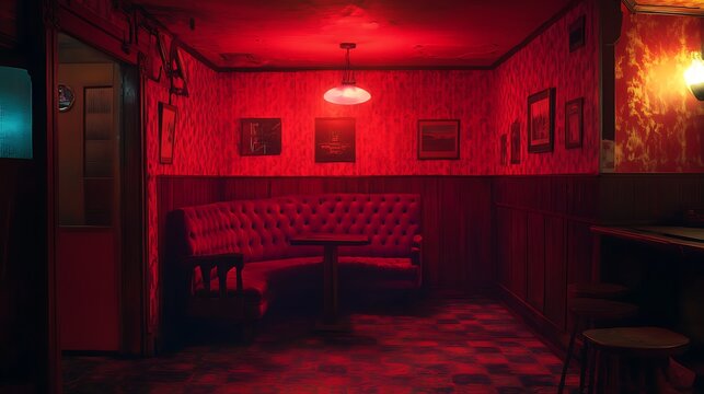 Red pub interior design