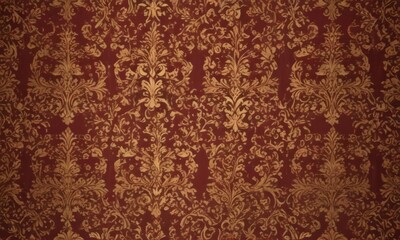 Intricate damask pattern in deep burgundy and gold  ,  design,  wallcovering,  rich texture