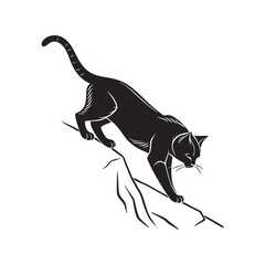 Obraz premium Jumping cat silhouette black vector illustration, leaping feline animal shape, pet clipart design