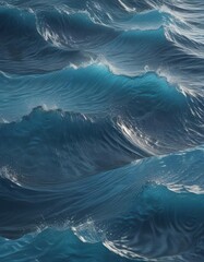 Fototapeta premium Abstract blue water wave texture, rippling surface, dynamic, foam