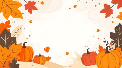 Autumn pumpkins fall leaves banner. (1)
