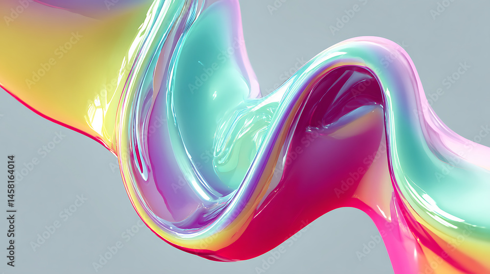 Poster abstract liquid holographic gradient shape