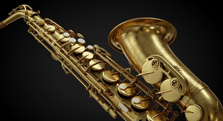 Obraz premium Close-up of a Golden Saxophone 