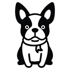 Adorable French Bulldog Puppy Cartoon Illustration, Black and White Dog Design, Pet Graphic