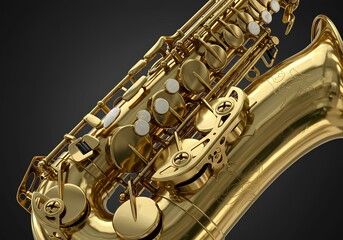 Obraz premium Elegant Brass Saxophone Detail 