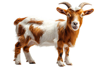 Fototapeta premium Goat Standing Side View on White Background