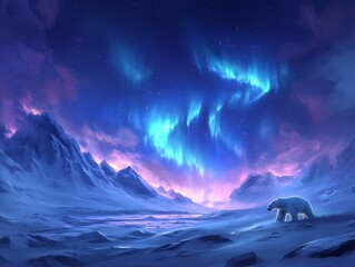 Fototapeta premium Frozen Majesty Beneath Shining Aurora