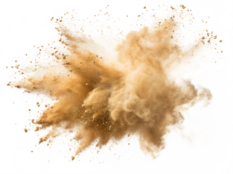 beige color powder pulver explosion isolated on white background.PNG