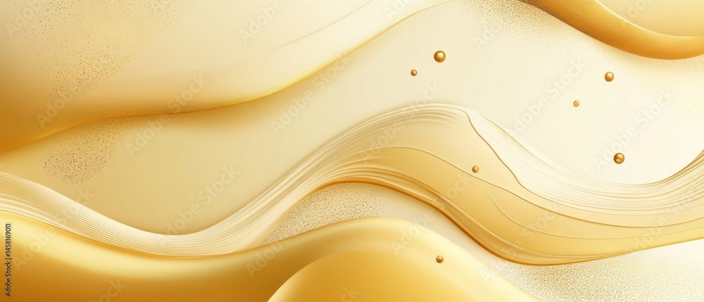 Poster golden waves abstract background flowing texture smooth curves design