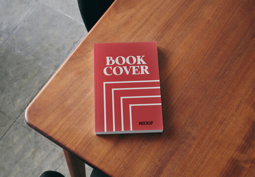 Mockup Of Hardback Book On Table, Customized Front