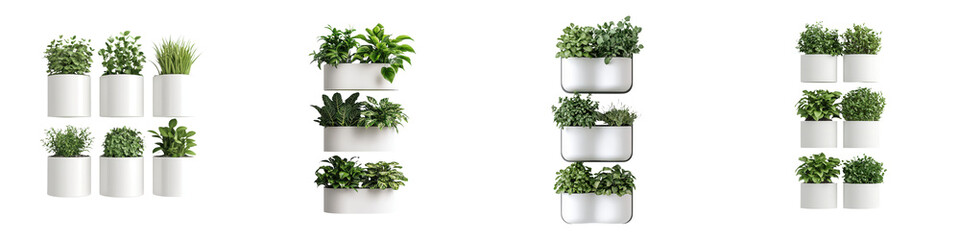 Obraz premium Vertical indoor plant shelves with a variety of greenery