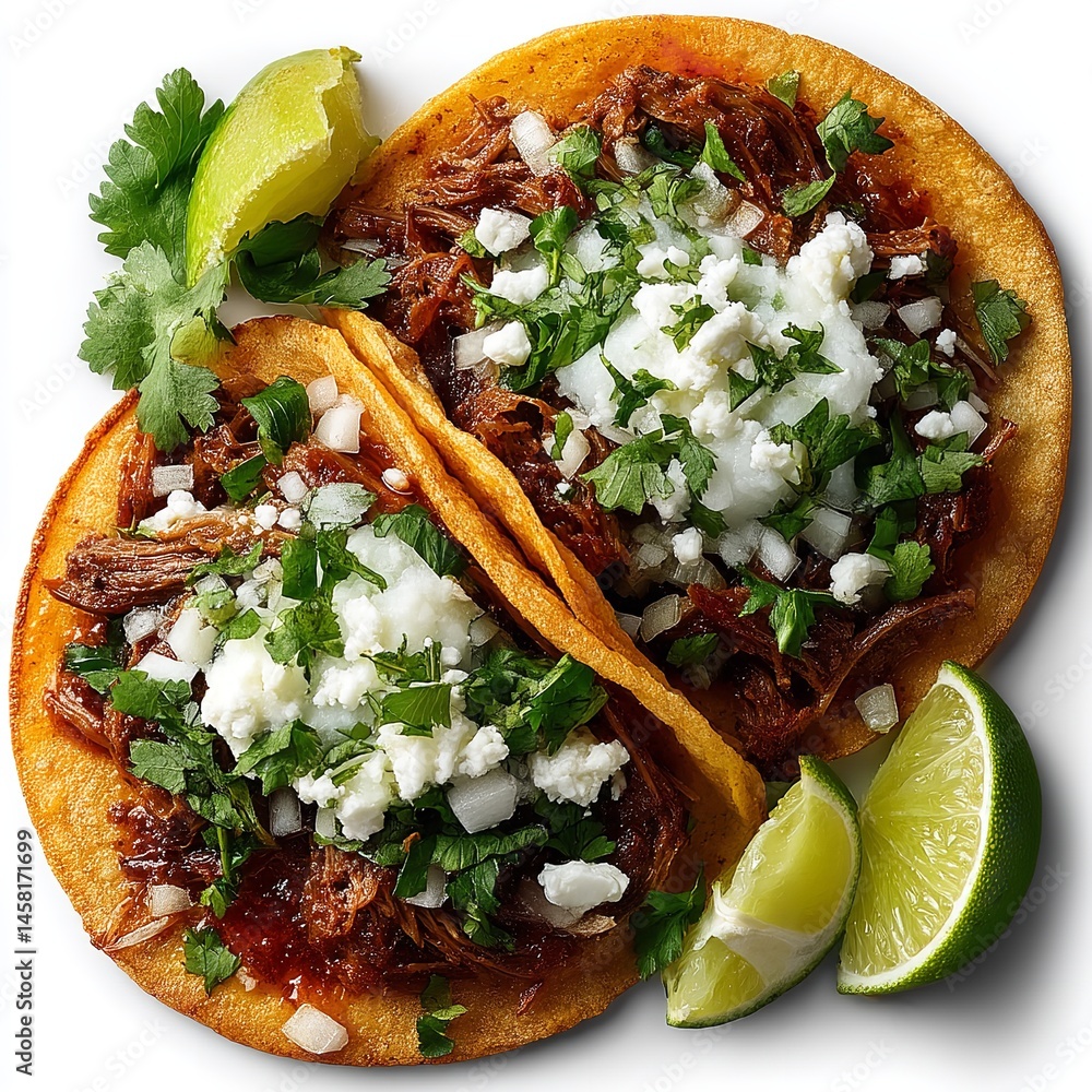 Fototapete a dynamic shot of tacos bursting with fresh lettuce isolated on transparent background