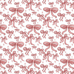 seamless pattern with pink ribbon illustration art