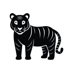 Tiger silhouette vector illustration, fierce wild jungle animal, wildlife, nature, and safari