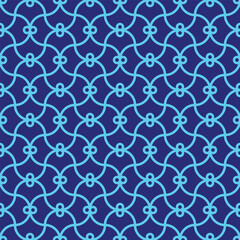 Seamless blue art deco tangled pattern vector