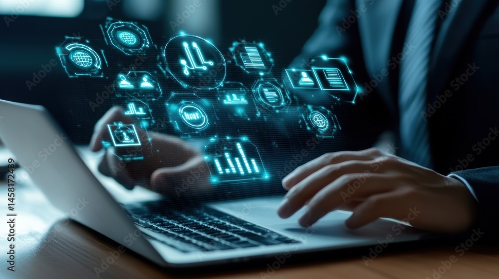 Poster digital data analysis network technology and business growth