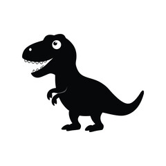 T-Rex dinosaur silhouette vector illustration, black outline of prehistoric carnivorous reptile, iconic symbol of the Jurassic era