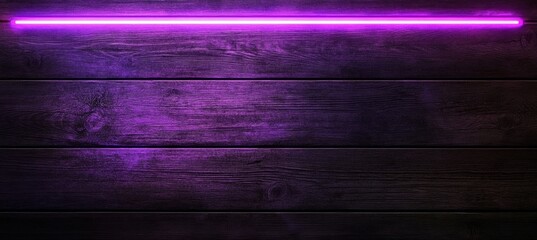 Purple Neon Light on Dark Wood Wall