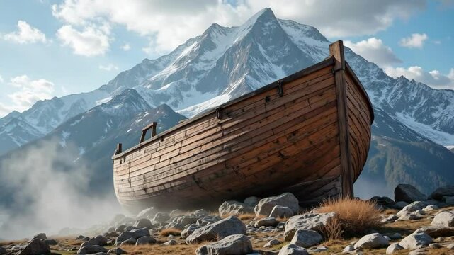 Biblical Landscape: Slow Pan Over Noah&rsquo;s Ark on Mount Ararat