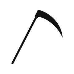 Scythe silhouette vector illustration, agricultural tool, symbol of harvest and death