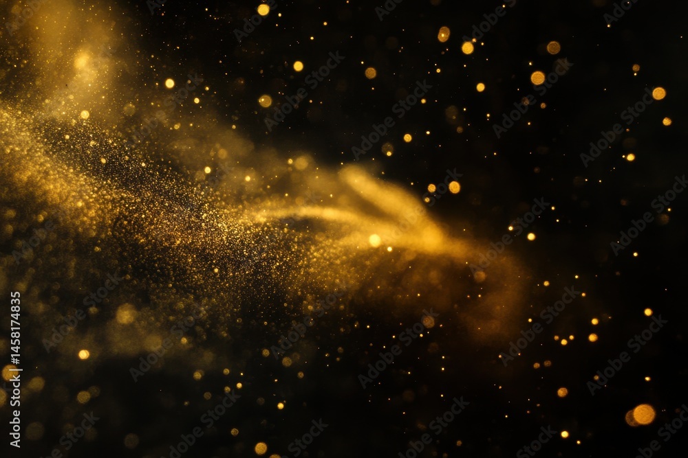 Aufkleber dust particles shimmering against a deep black background create an ethereal atmosphere in space, du