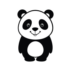 Cute panda silhouette vector illustration. baby panda, wild animal graphic, black shape symbol, flat cartoon wildlife icon

