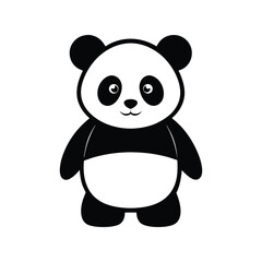 Cute panda silhouette vector illustration. baby panda, wild animal graphic, black shape symbol, flat cartoon wildlife icon

