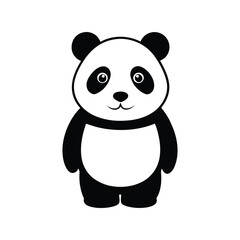 Cute panda silhouette vector illustration. baby panda, wild animal graphic, black shape symbol, flat cartoon wildlife icon

