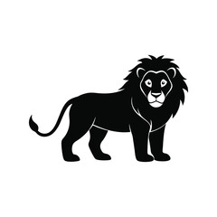 Lion silhouette vector illustration. wild big cat shape, African animal symbol, jungle predator artwork, flat black icon