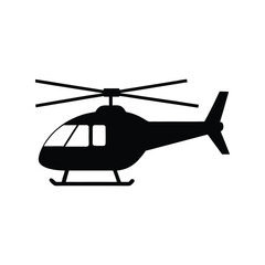 Helicopter silhouette vector illustration. rotor aircraft icon, flying helicopter design, aviation transportation symbol