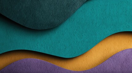 Abstract Teal, Gold, and Purple Waves: A Serene Textured Artwork