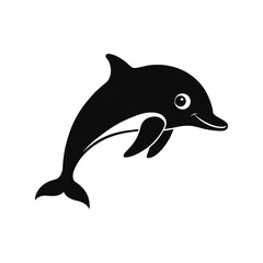 Dolphin silhouette vector illustration. marine mammal icon, ocean animal design, jumping dolphin symbol