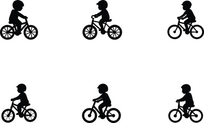 Baby Riding Bicycle Silhouette, Toddler on Bike Illustration, Playful Child Pose, Early Learning Ride Art