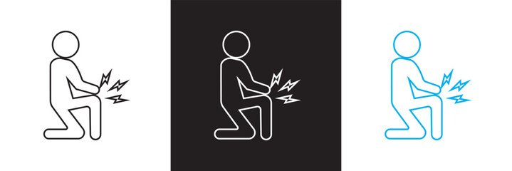 Knee pain icon. Vector for websites, mobile interfaces, presentations, banner, visual branding etc. Vector illustration. isolated on white and black background. EPS 10